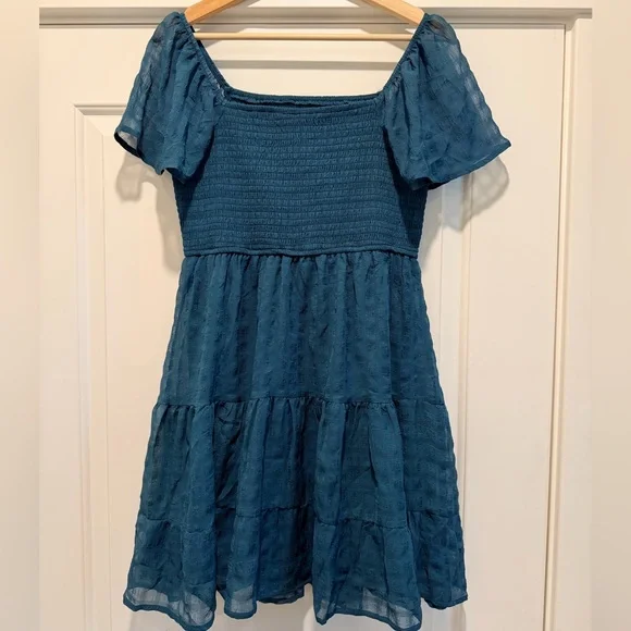 Rewind Green Smocked Tiered Dress - Picture 3 of 5